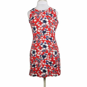 Y2K 90s Vintage Floral Hawaiian Print Dress Made in USA Tiki Vacation Dadcore